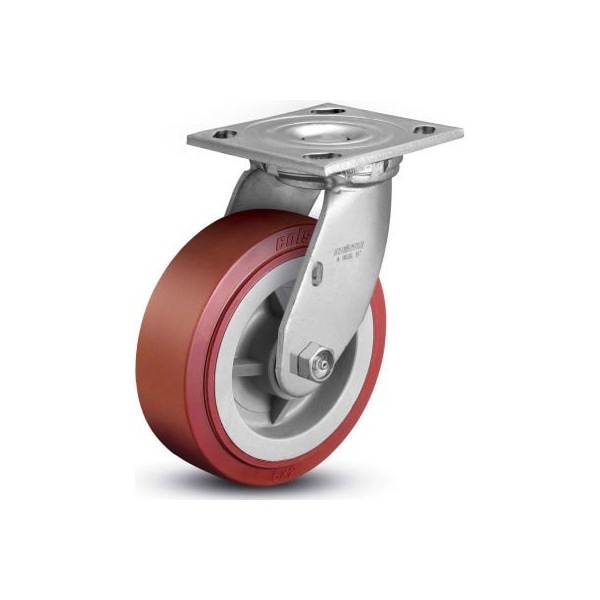 4 Series Swivel Plate Caster - Polyurethane on Polyolefin 6" Dia. 900 Lb.